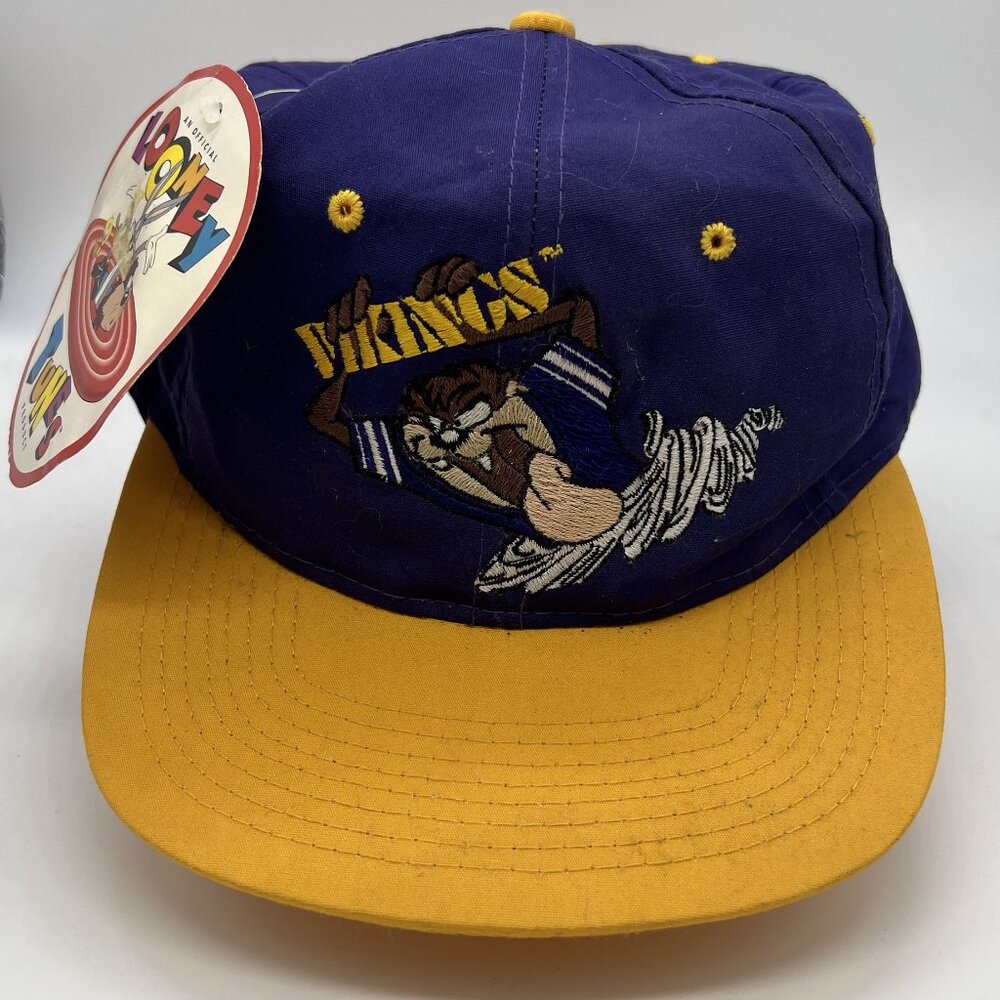 Vintage 1993 Looney Tunes Minnesota Vikings Snapback Hat Taz